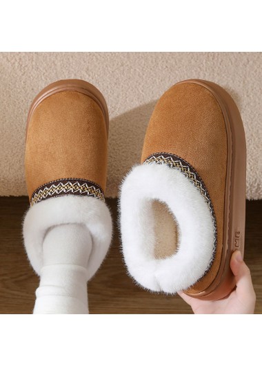 Dark Camel Closed Toe Falt Slippers