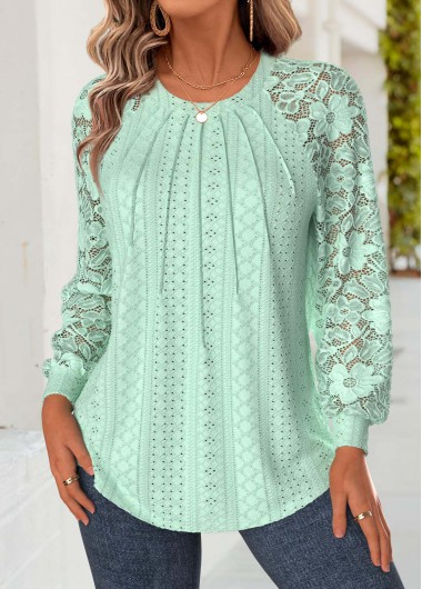 Tummy Coverage Light Green Long Sleeve T Shirt