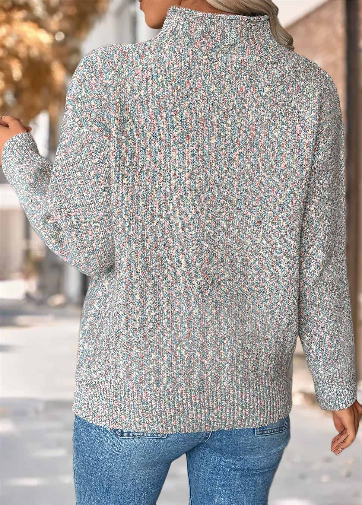 Christmas Elk Print Tummy Coverage Multi Color Sweater