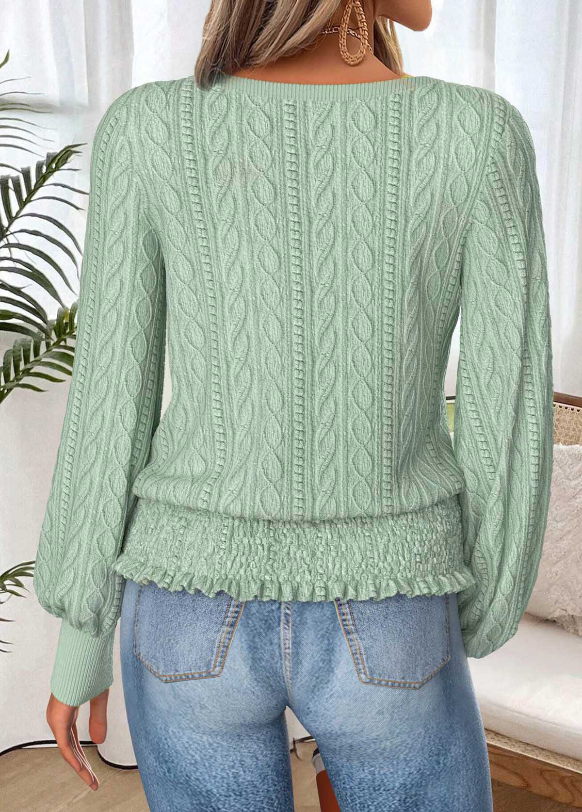 Tummy Coverage Sage Green Long Sleeve T Shirt