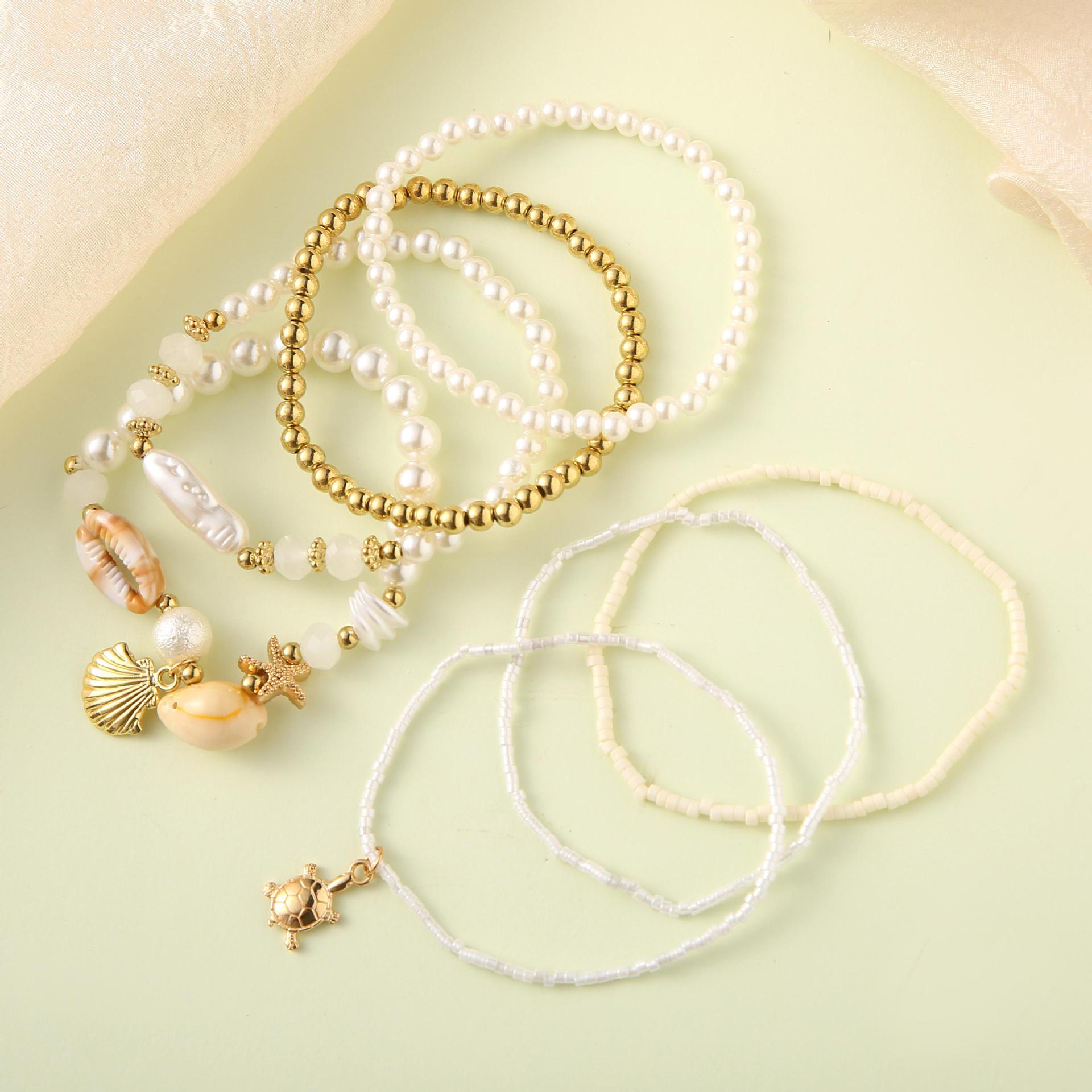 Golden Color Shell Seed Beads Bracelets