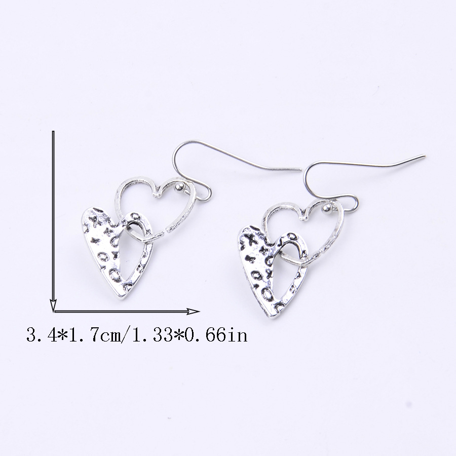 Silver Hollow Heart Design Alloy Earrings