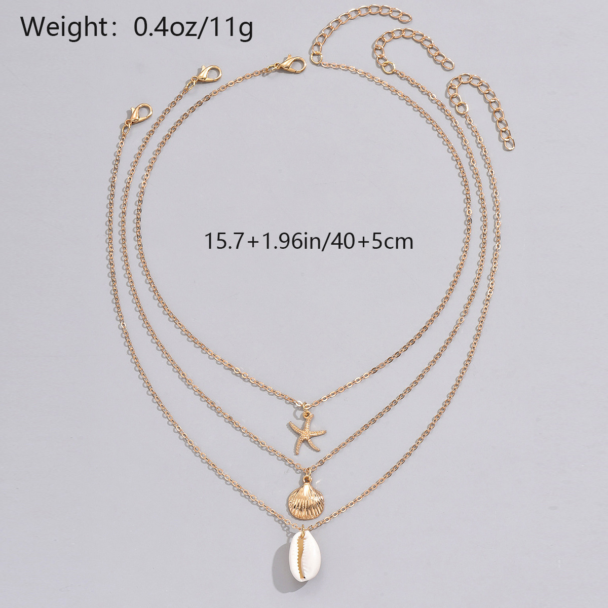 Golden Layered Shell Alloy Necklace Set