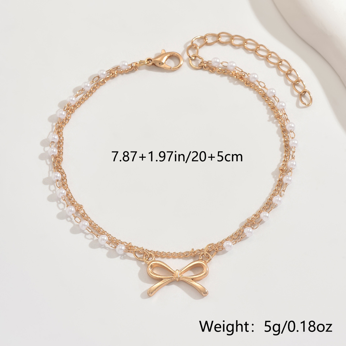 Golden Color Bow Alloy Detail Anklet