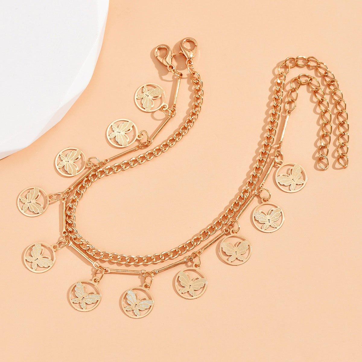 Golden Color Butterfly Alloy Detail Anklets