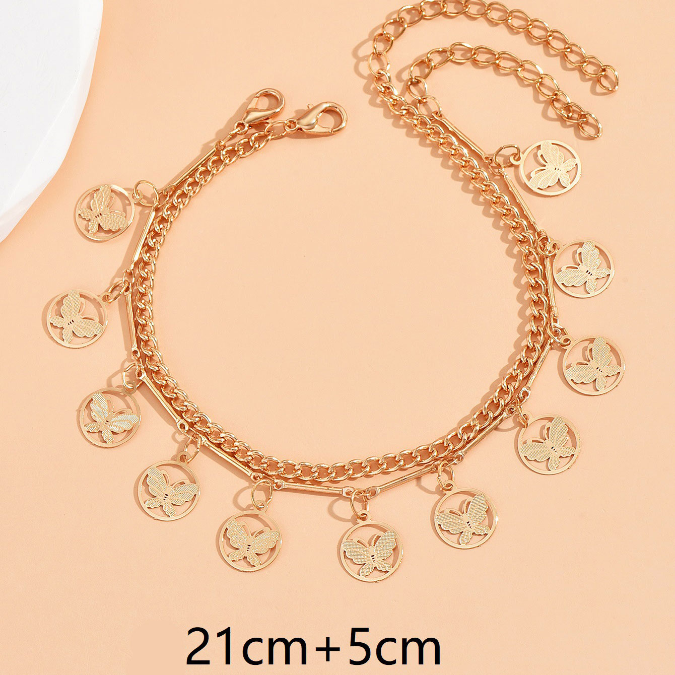 Golden Color Butterfly Alloy Detail Anklets