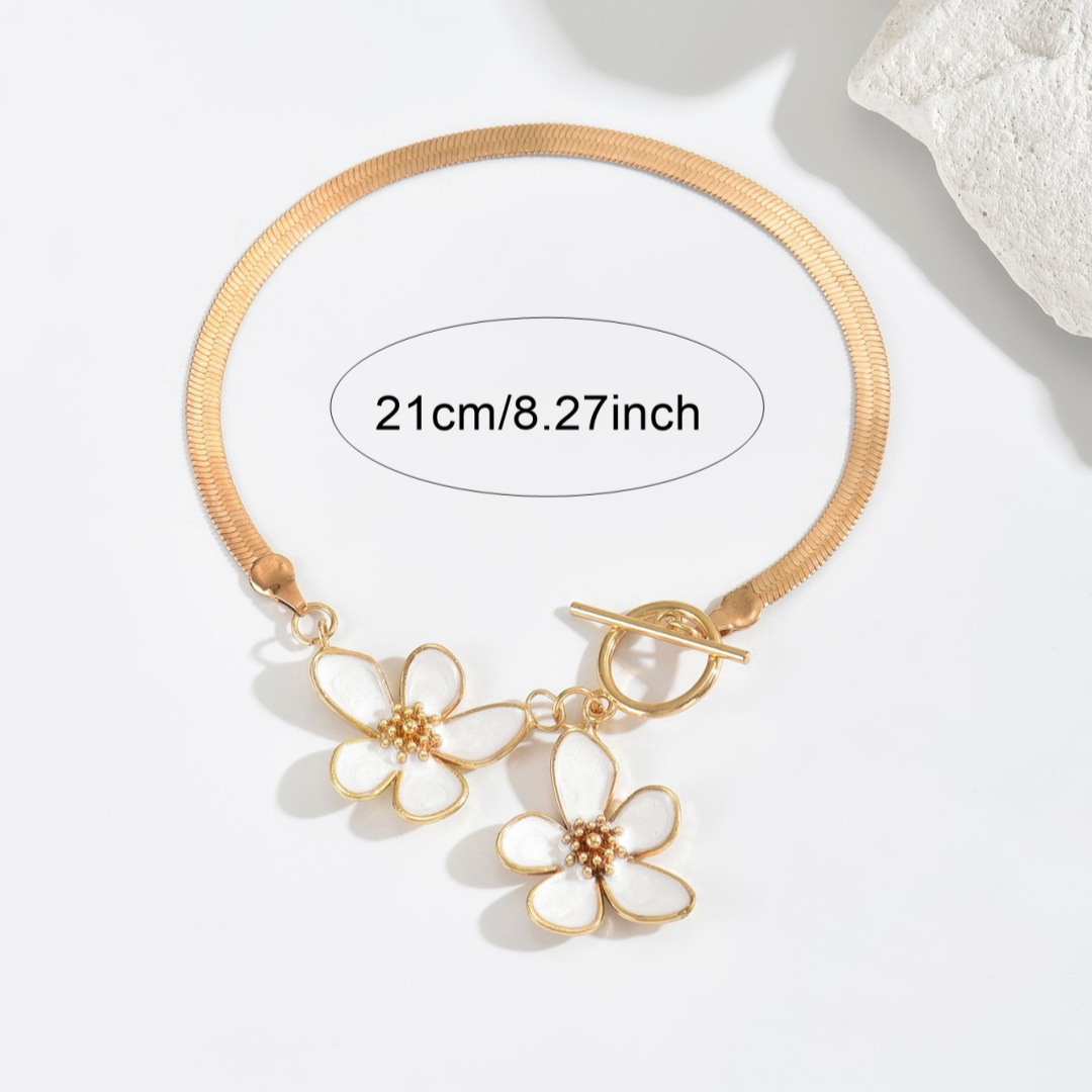 Golden Floral Design Camellia Alloy Anklet