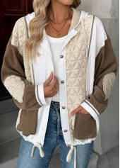 Tummy Coverage Light Coffee Long Sleeve Hooded Coat