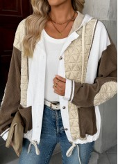 Tummy Coverage Light Coffee Long Sleeve Hooded Coat