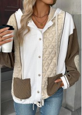 Tummy Coverage Light Coffee Long Sleeve Hooded Coat