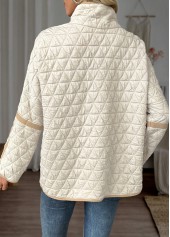 Tummy Coverage Beige Long Sleeve Stand Collar Coat