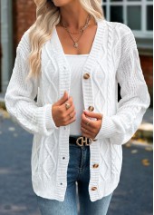 Tummy Coverage White Long Sleeve Cardigan