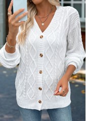 Tummy Coverage White Long Sleeve Cardigan
