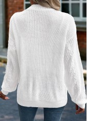 Tummy Coverage White Long Sleeve Cardigan