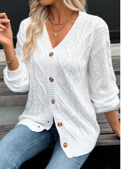 Tummy Coverage White Long Sleeve Cardigan
