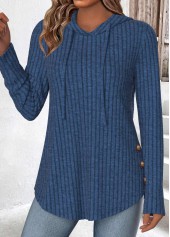 Tummy Coverage Navy Long Sleeve Hoodie