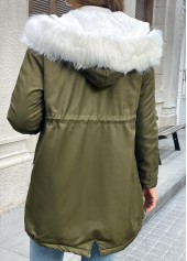 Tummy Coverage Olive Green Long Sleeve Hooded Coat