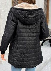 Tummy Coverage Black Long Sleeve Hooded Coat