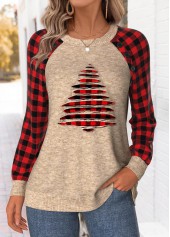 Christmas Tummy Coverage Light Camel Long Sleeve Sweatshirt