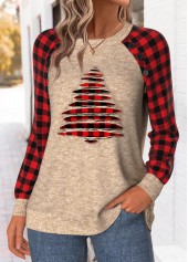 Christmas Tummy Coverage Light Camel Long Sleeve Sweatshirt