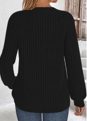 Black Long Sleeve Split Neck Sweatshirt