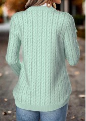Curved Hem Mint Green Long Sleeve Round Neck Sweatshirt