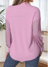 Geometric Print Tummy Coverage Light Pink Long Sleeve Sweatshirt