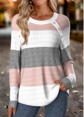 Tummy Coverage Multi Color Long Sleeve T Shirt