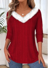 Tummy Coverage Wine Red Long Sleeve T Shirt