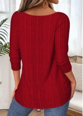 Tummy Coverage Wine Red Long Sleeve T Shirt