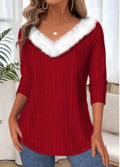 Tummy Coverage Wine Red Long Sleeve T Shirt