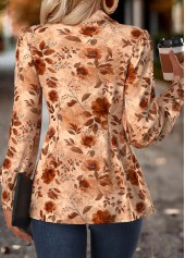 Floral Print Tummy Coverage Multi Color Long Sleeve Shirt