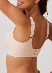 V Neck Detail Skin Color Bra