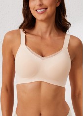 V Neck Detail Skin Color Bra