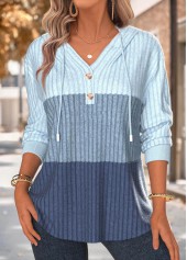 Tummy Coverage Blue Long Sleeve Hoodie