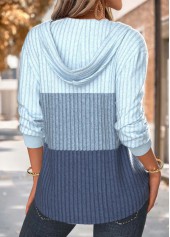 Tummy Coverage Blue Long Sleeve Hoodie