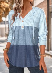 Tummy Coverage Blue Long Sleeve Hoodie