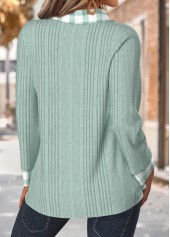 Plaid Tummy Coverage Light Green Long Sleeve T Shirt