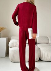 Wine Red V Neck Lounge Top and Pants