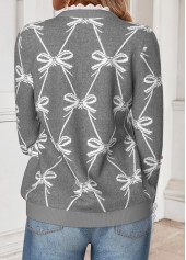 Butterfly Print Curved Hem Light Grey Marl Sweatshirt