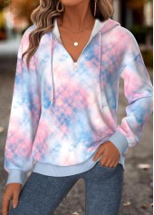 Tie Dye Print Tummy Coverage Multi Color Hoodie