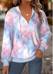 Tie Dye Print Tummy Coverage Multi Color Hoodie