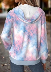Tie Dye Print Tummy Coverage Multi Color Hoodie