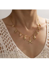 Golden Shell Alloy Starfish Design Necklace