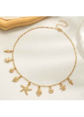 Golden Shell Alloy Starfish Design Necklace