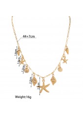 Golden Shell Alloy Starfish Design Necklace