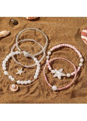 Pink Shell Seed Beads Bracelets Set