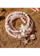 Pink Shell Seed Beads Bracelets Set