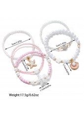 Pink Shell Seed Beads Bracelets Set