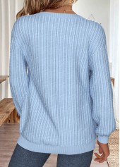 Tummy Coverage Blue Long Sleeve Round Neck Sweatshirt